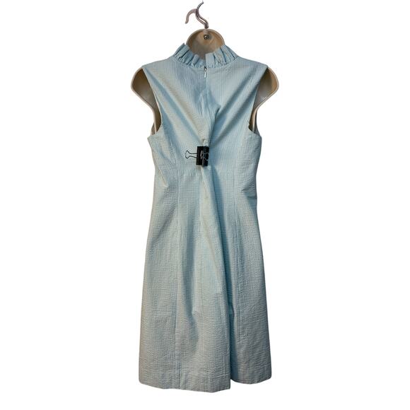 Lilly Pulitzer Sleeveless Ruffle Neck Fine Striped Dress Color Green/White Sz 12 - Picture 4 of 12